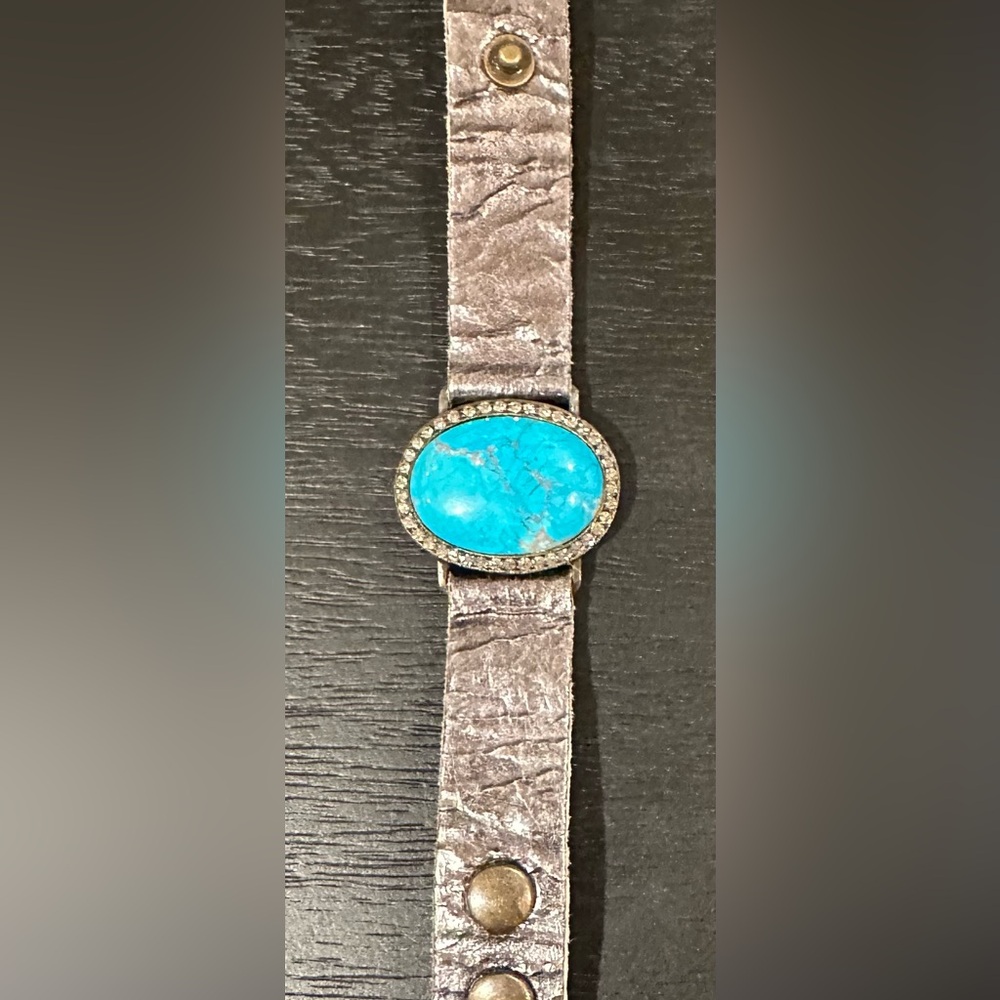 ReBel Designs Turquoise & Leather Adjustable Cuff